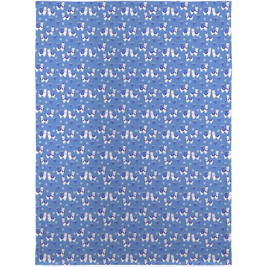 Llamakah - Blue Blanket, Sherpa, 30x40, Blue, True Blue