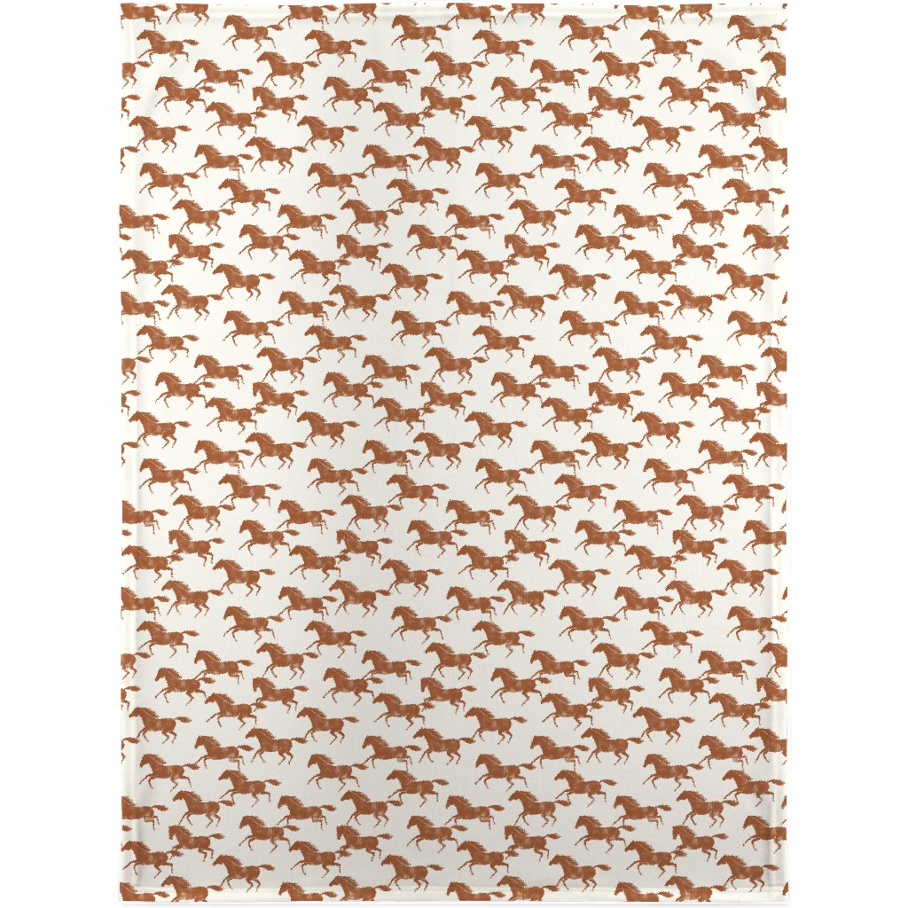 Wild Horses - Ginger on Cream Blanket, Sherpa, 30x40, Brown