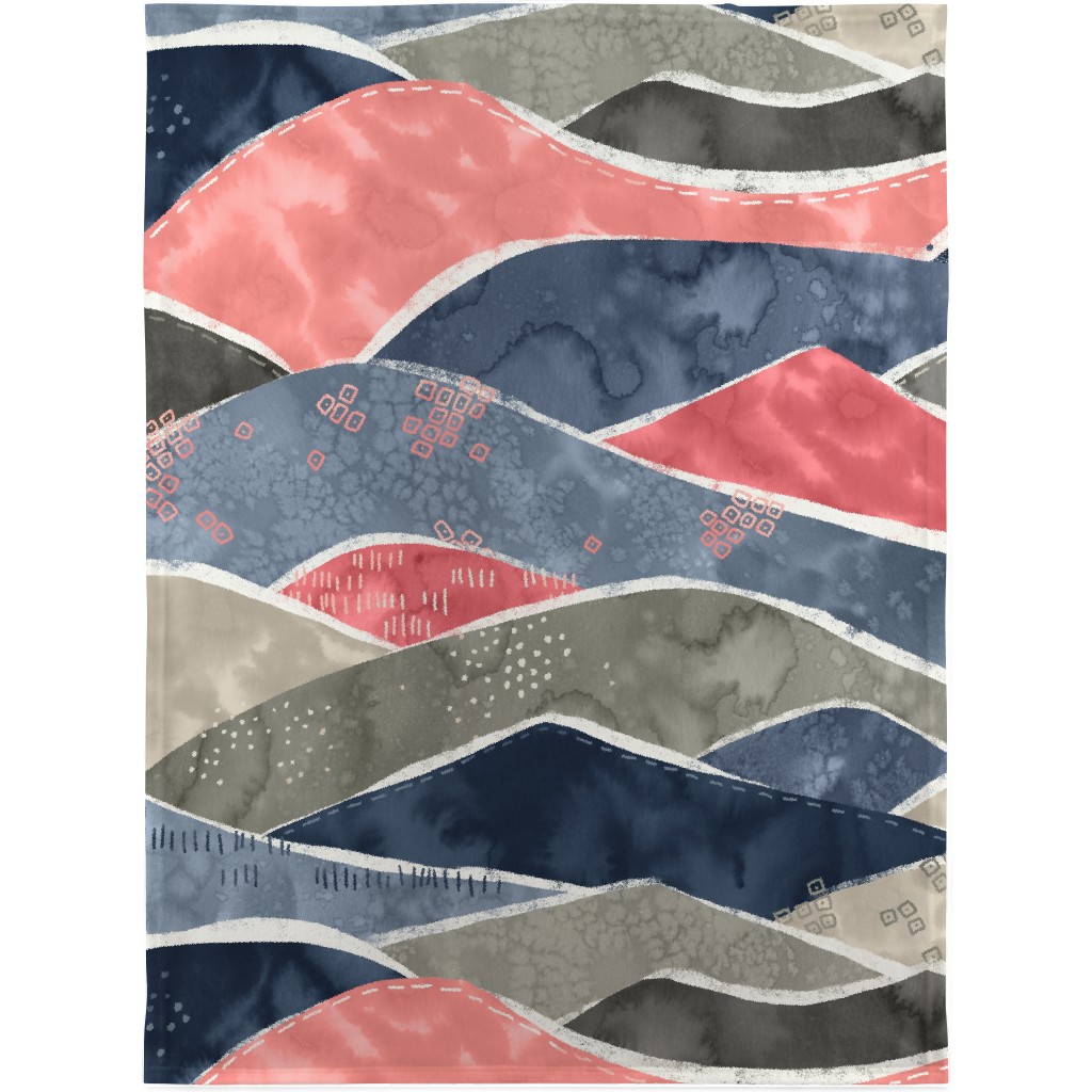 Romantic Watercolor Mountain Landscape Blanket, Sherpa, 30x40, Multicolor