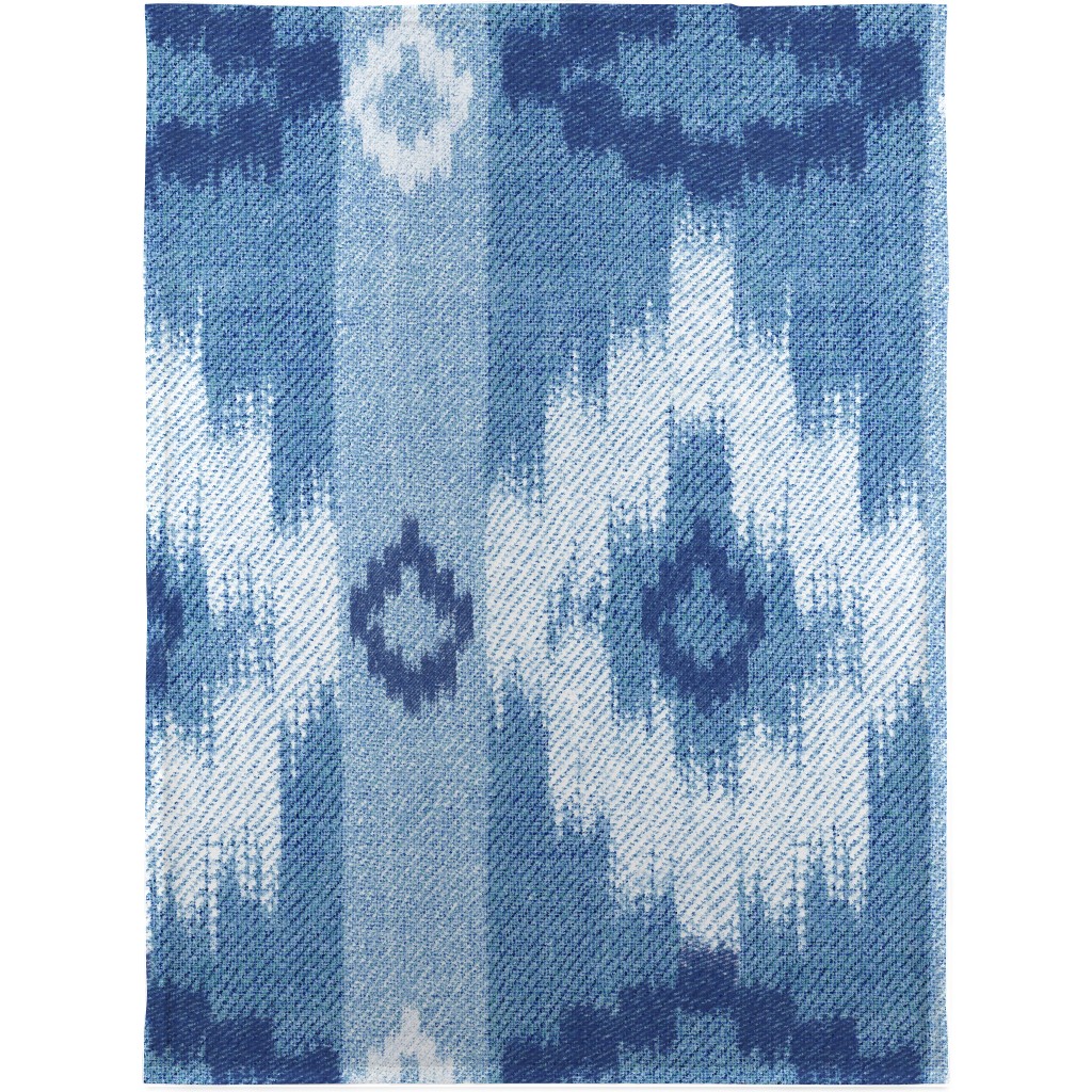 Blue Ikat Blanket, Sherpa, 30x40, Blue, True Blue