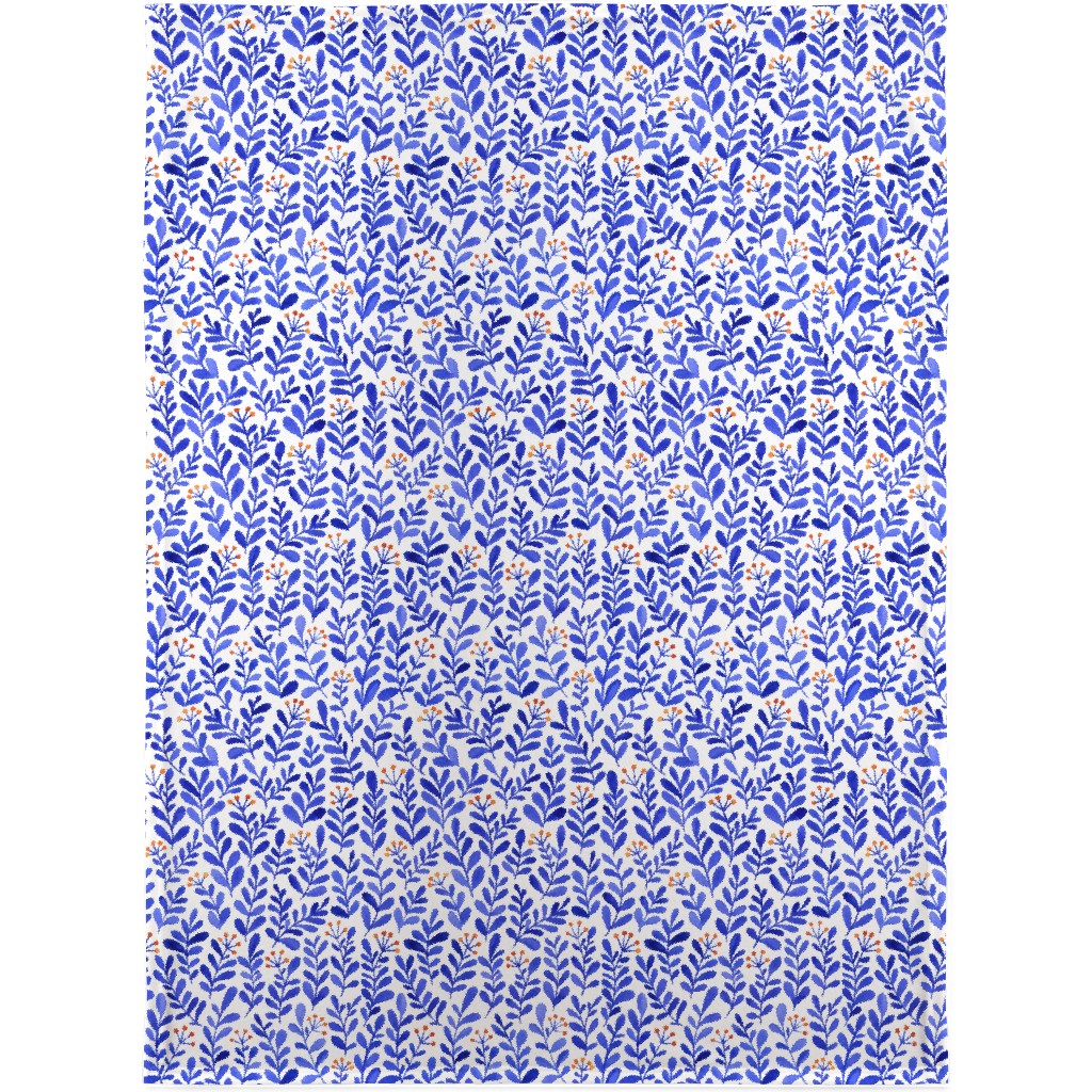 Leaves - Blue Blanket, Sherpa, 30x40, Blue, True Blue