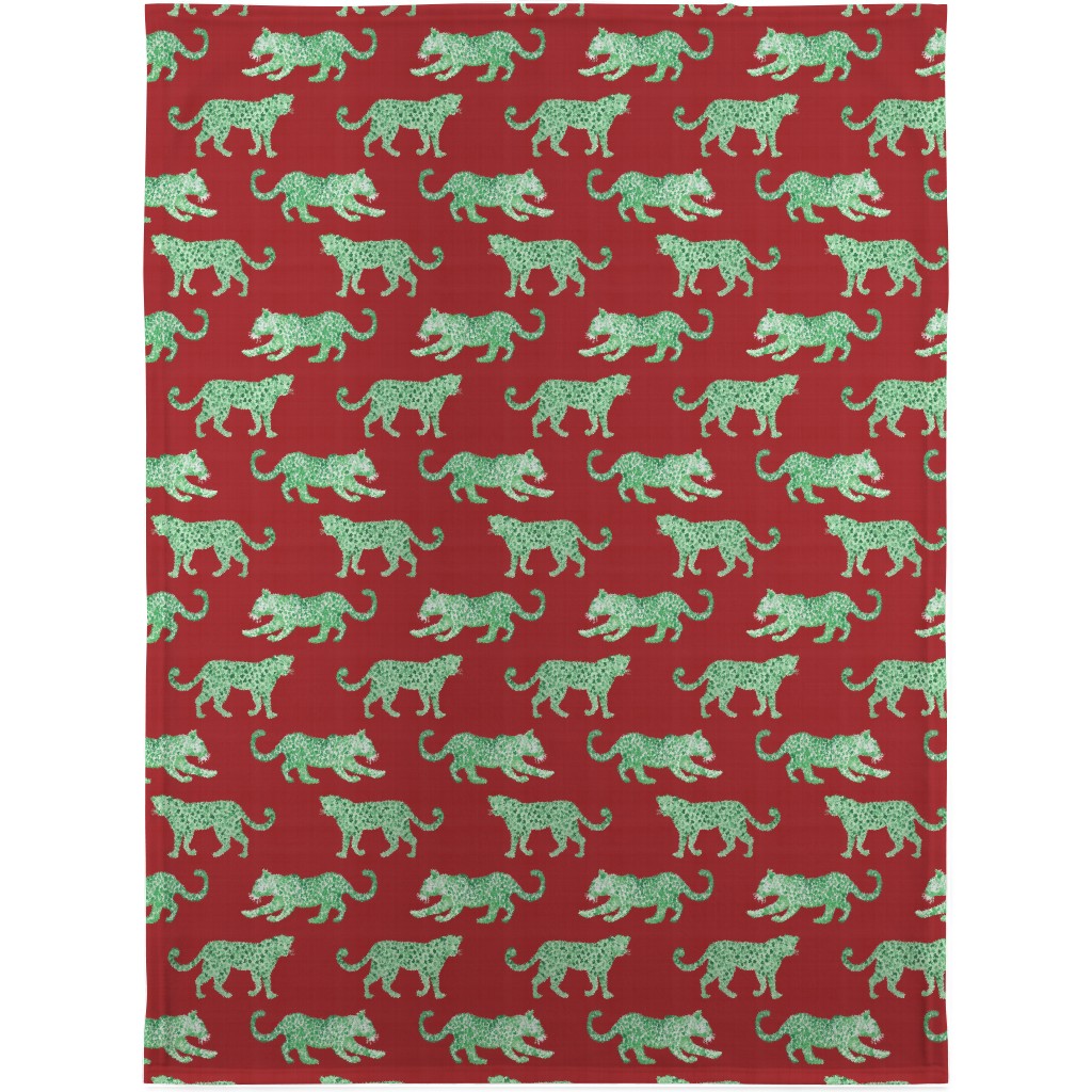 Leopard Parade Blanket, Sherpa, 30x40, Red, Cinnamon