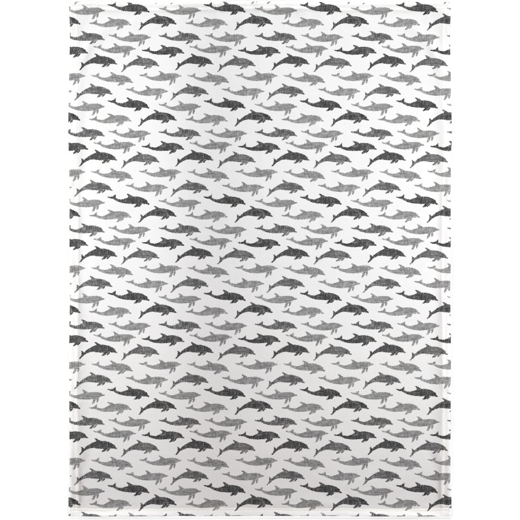 Dolphins Blanket, Sherpa, 30x40, Gray, Fog