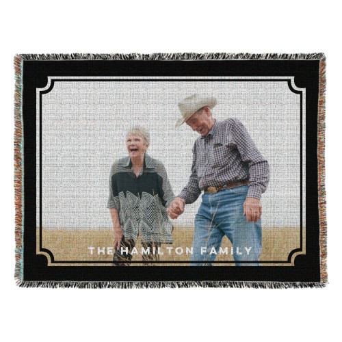 Hand-Drawn Frame Woven Photo Blanket, 54x70, Black