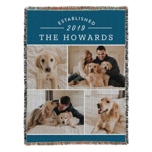 Established Family Woven Photo Blanket, 54x70, Blue