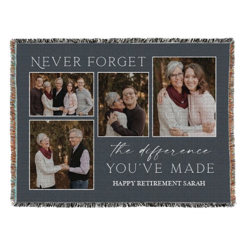 Contemporary Retirement Collage Woven Photo Blanket, 54x70, Brown