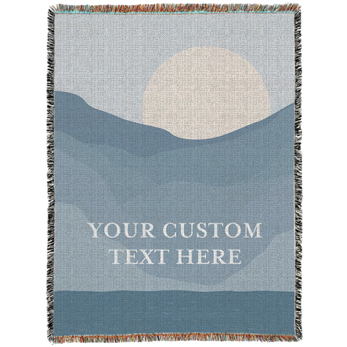 Blue Moon Custom Text Woven Photo Blanket, 60x80, Multicolor