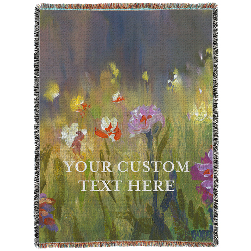 Dawn Meadow Custom Text Woven Photo Blanket, 60x80, Multicolor