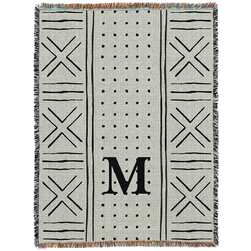 Mudcloth Custom Text Woven Photo Blanket, 60x80, Multicolor