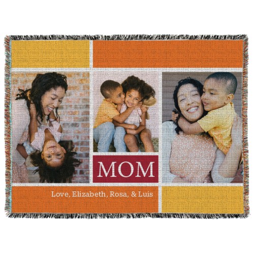 Color Block Collage Woven Photo Blanket, 60x80, Gray, gray
