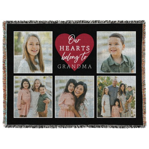 Our Hearts Woven Photo Blanket, 60x80, Pink