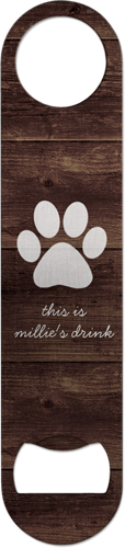 Rustic Paw Print Bottle Opener, Gray