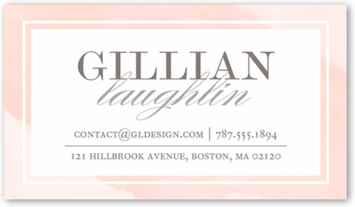 Watercolor Border Calling Card, Pink, Matte, Signature Smooth Cardstock