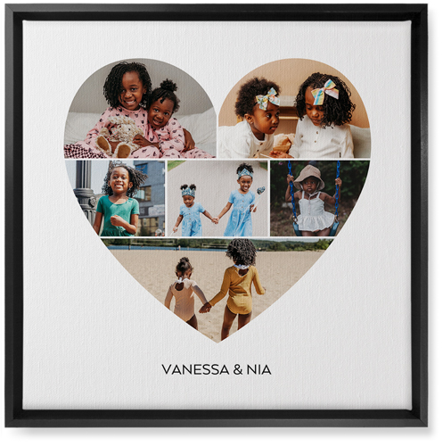 Filled Heart Wall Art, Black, Single piece, Canvas, 16x16, White, white