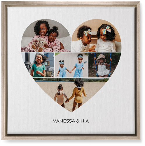 Filled Heart Wall Art, Metallic, Single piece, Canvas, 16x16, White, white