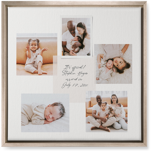 Handwritten Note Collage Wall Art, Metallic, Single piece, Canvas, 16x16, White, white