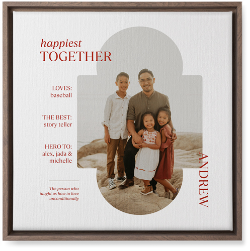 Family Infographic Wall Art, Walnut, Single piece, Canvas, 16x16, White