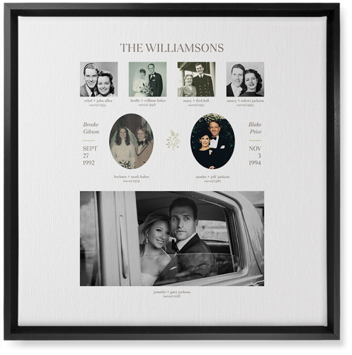 Marriage Family Tree Wall Art, Black, Single piece, Canvas, 16x16, White
