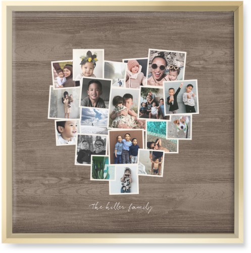 Heart Strings Wall Art, Gold, Single piece, Canvas, 16x16, Brown, wood