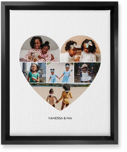 Filled Heart Wall Art, Black, Single piece, Canvas, 8x10, White