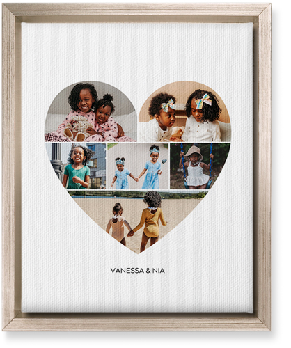 Filled Heart Wall Art, Metallic, Single piece, Canvas, 8x10, White