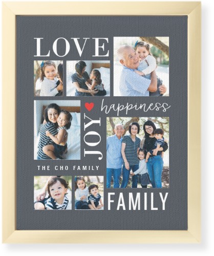 Happiness Is Wall Art, Gold, Single piece, Canvas, 8x10, Gray, gray