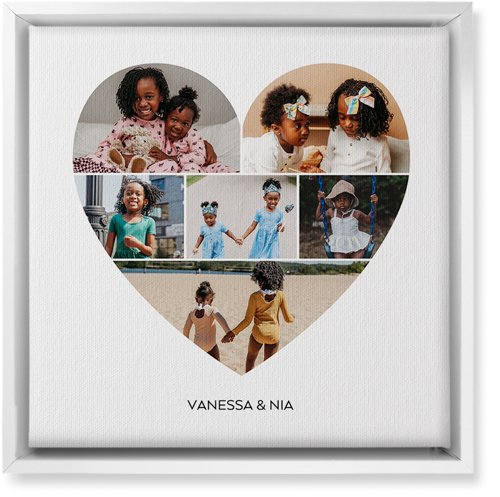 Filled Heart Wall Art, White, Single piece, Canvas, 12x12, White, white