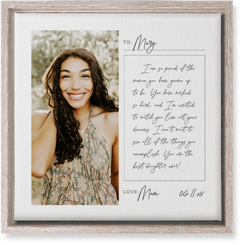 Handwritten Letter Wall Art, Rustic, Single piece, Canvas, 12x12, White, white