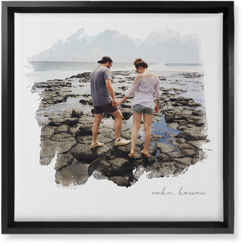 Brushstrokes Wall Art, Black, Single piece, Canvas, 12x12, White, white