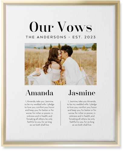Our Vows Wall Art, Gold, Single piece, Canvas, 16x20, White, white
