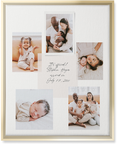 Handwritten Note Collage Wall Art, Gold, Single piece, Canvas, 16x20, White, white