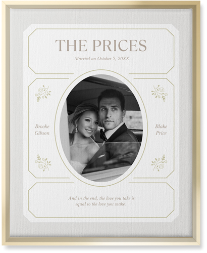 Vintage Stationery Frame Wall Art, Gold, Single piece, Canvas, 16x20, White, white