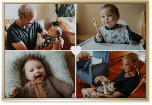 Heart Grid Wall Art, Gold, Single piece, Canvas, 20x30, White, white