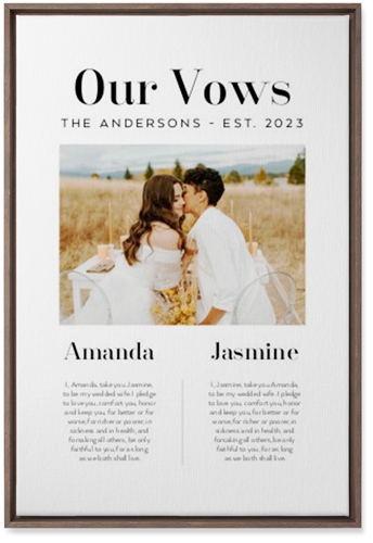 Our Vows Wall Art, Walnut, Single piece, Canvas, 20x30, White, white