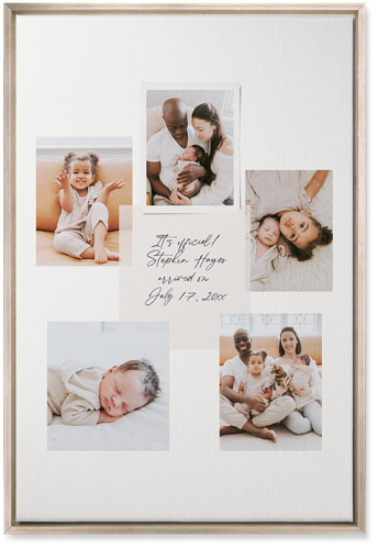 Handwritten Note Collage Wall Art, Metallic, Single piece, Canvas, 20x30, White, white