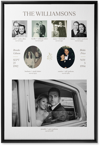 Marriage Family Tree Wall Art, Black, Single piece, Canvas, 20x30, White, white