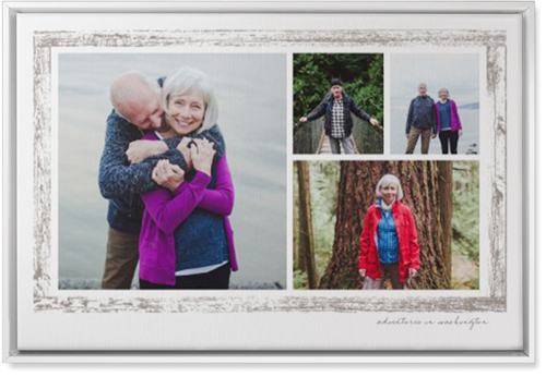 Brushed Border Collage Of Four Wall Art, White, Single piece, Canvas, 20x30, Brown, taupe