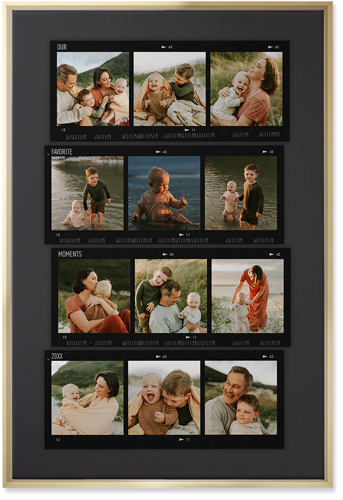 Travel Film Collage Wall Art, Gold, Single piece, Canvas, 24x36, Gray, charcoal