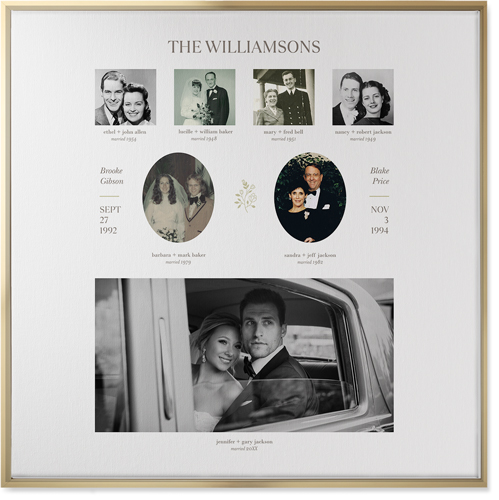 Marriage Family Tree Wall Art, Gold, Single piece, Canvas, 36x36, White, white