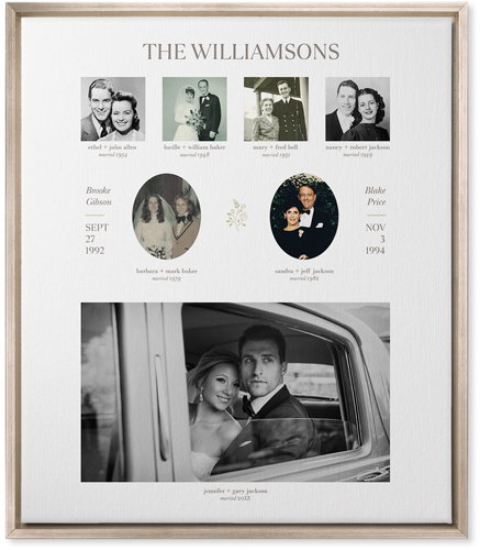Marriage Family Tree Wall Art, Metallic, Single piece, Canvas, 20x24, White