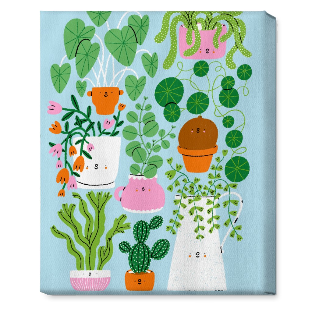 Plants Are Friends - Muti on Blue Wall Art, No Frame, Single piece, Canvas, 16x20, Multicolor