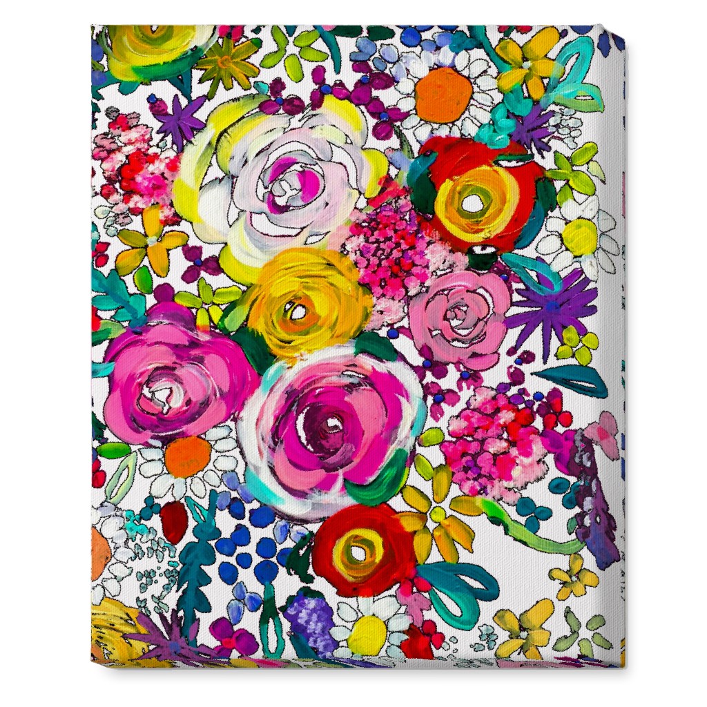 Les Fleurs Floral Painting Wall Art, No Frame, Single piece, Canvas, 16x20, Multicolor, Magenta