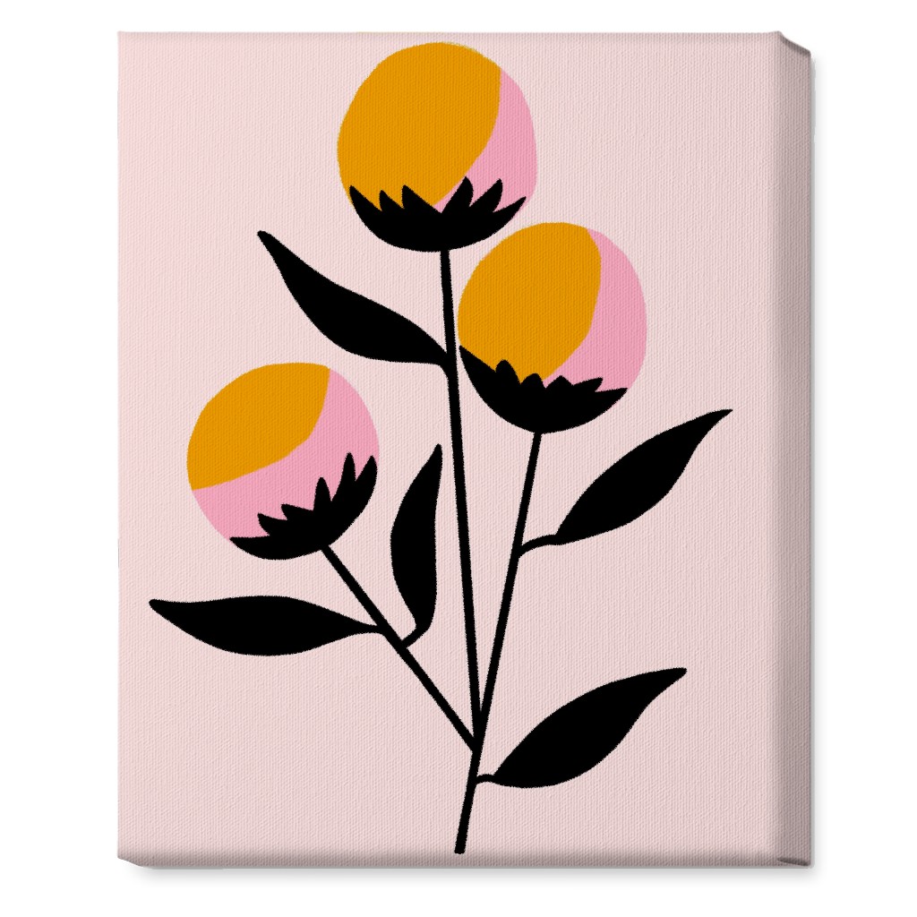 Cotton Candy Flowers - Pink and Orange Wall Art, No Frame, Single piece, Canvas, 16x20, Multicolor