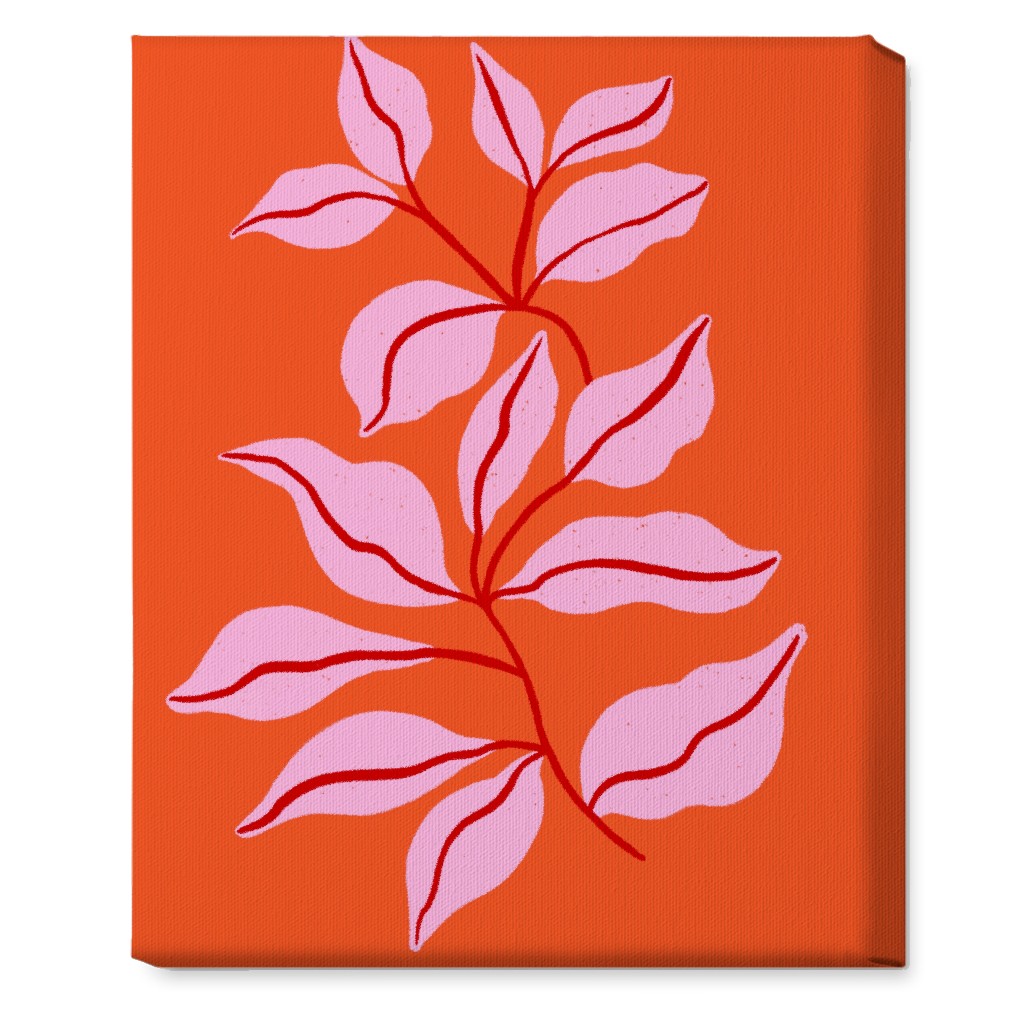 Leaf Dance - Red and Pink Wall Art, No Frame, Single piece, Canvas, 16x20, Red