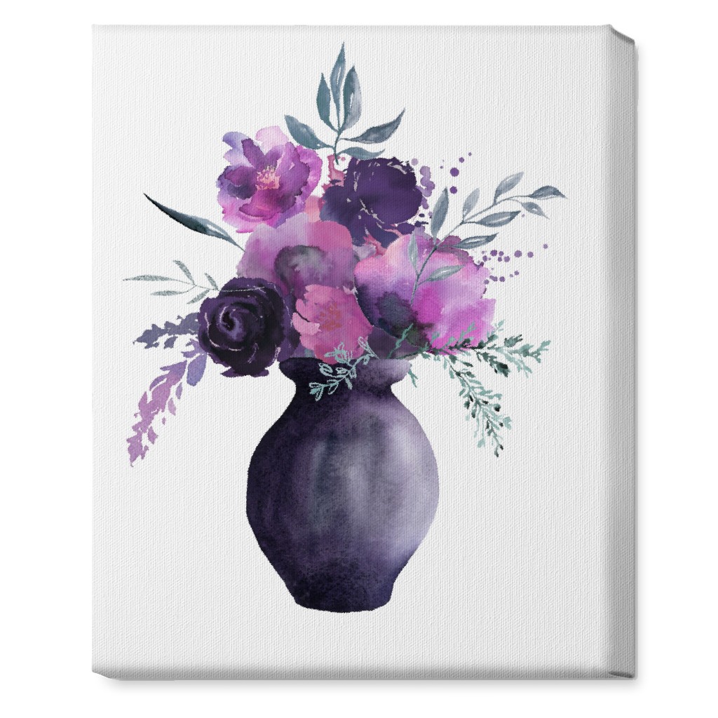 Flowers in a Vase Wall Art, No Frame, Single piece, Canvas, 16x20, Purple