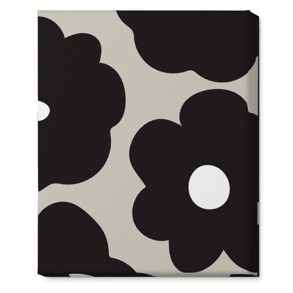 Mod Chubby Floral - Black and Tan Wall Art, No Frame, Single piece, Canvas, 16x20, Black