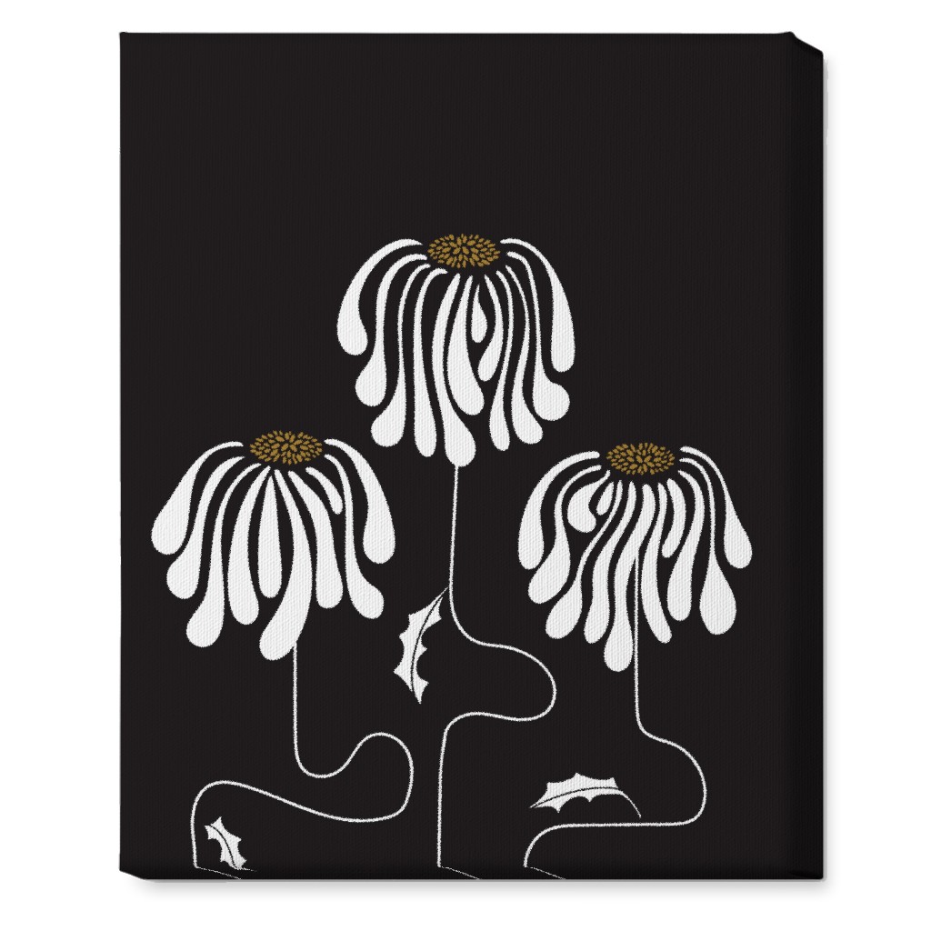 Mod Lazy Daisies Wall Art, No Frame, Single piece, Canvas, 16x20, Black, Charcoal