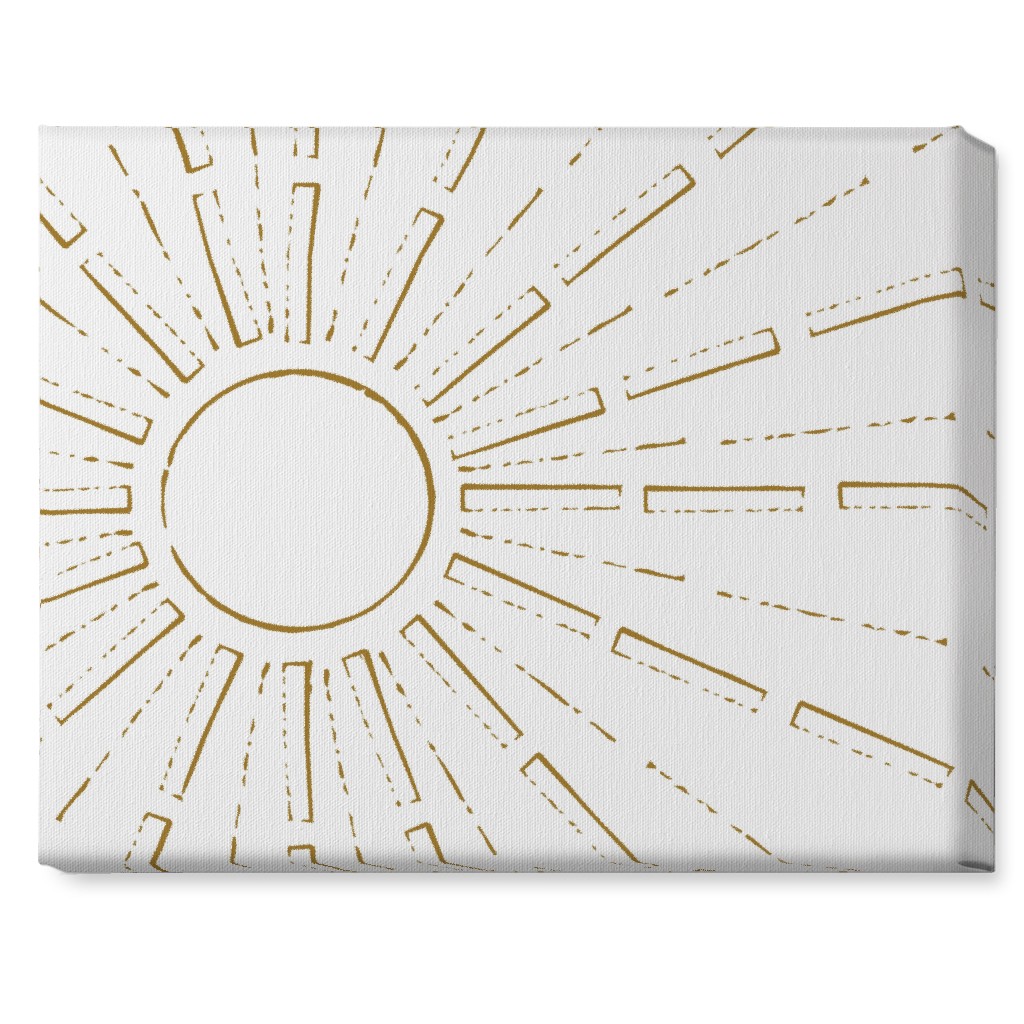 Midcentury Sunburst Wall Art, No Frame, Single piece, Canvas, 16x20, White, White