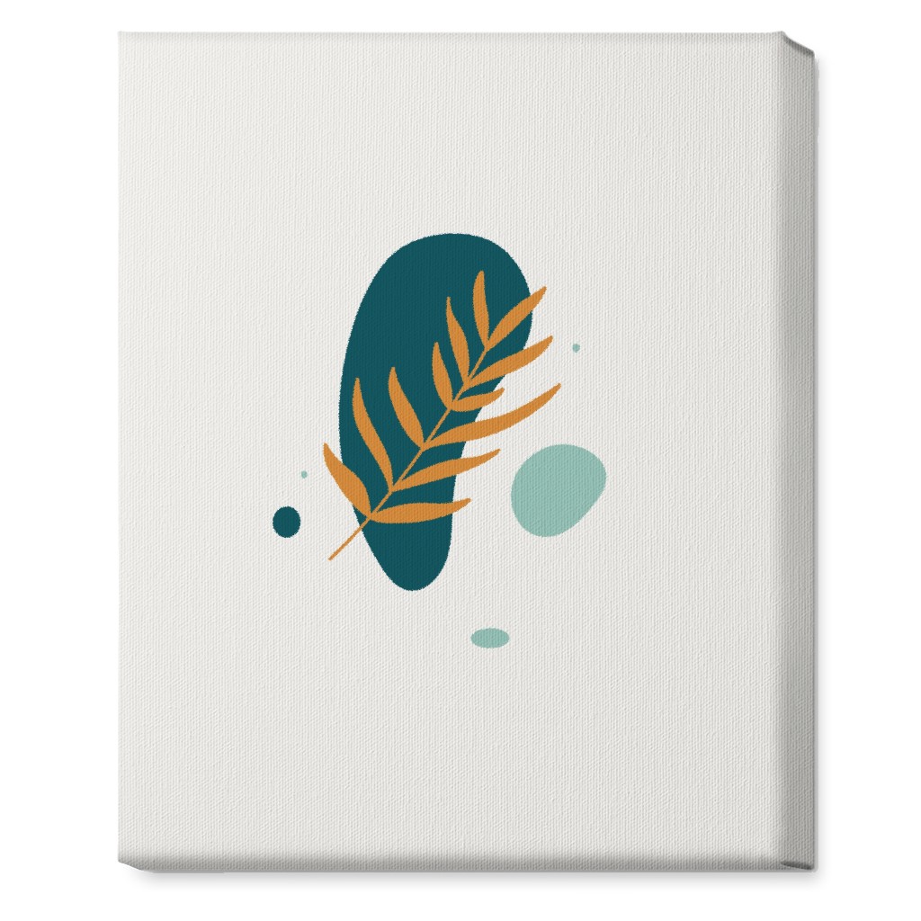 Shapes and Fern Leaf V Wall Art, No Frame, Single piece, Canvas, 16x20, Green, Ink Spot