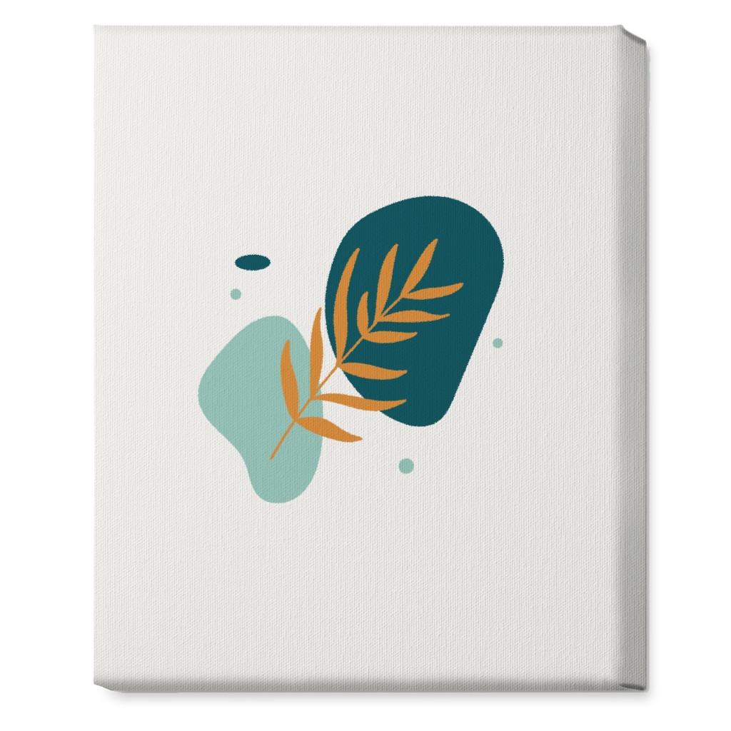 Shapes and Fern Leaf Wall Art, No Frame, Single piece, Canvas, 16x20, Green